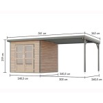 LESENA VRTNA HIŠKA KARIBU PLUTO 3 A + PODALJŠEK SIVI ALUMINIJ 2.33 M – hiska podaljsek