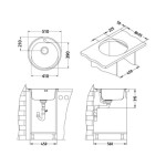 NERJAVNO POMIVALNO KORITO ALVEUS MONARCH FORM 30 ANTHRACITE, FI 510 MM – dodatni pogled 1