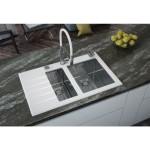 STEKLENO POMIVALNO KORITO ALVEUS CRYSTALIX 20, BELA, 86X54 DESNI,1+1/2Q+ODC, SIF POP – 112qodc