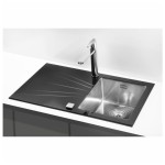 STEKLENO POMIVALNO KORITO ALVEUS KARAT 10, DESNO, ČRNA 860X500 MM – crna