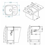 STEKLENO POMIVALNO KORITO ALVEUS WAVE 10, BELA 620X500 MM – dodatni pogled 2