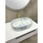 UMIVALNIK FEROTEHNA NANCY OVALNI NADPULTNI 51X34 IZGLED SIVI MARMOR – dodatni pogled 1