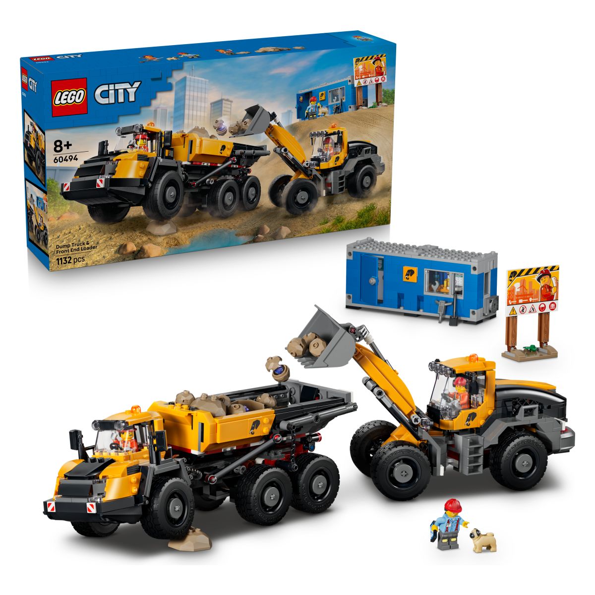 Poženi komplet za sestavljanje LEGO&reg; City Prekucni tovornjak in nakladalnik (60494)