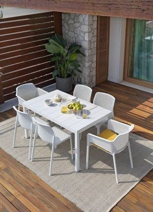 Vrtni stoli NET, bianco – nardi