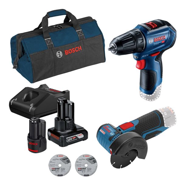 AKUMULATORSKI SET BOSCH PROFESSIONAL GWS 12V-76 + GSR 12V-30 AKUMULATORSKI SET BOSCH PROFESSIONAL GWS 12V-76 + GSR 12V-30