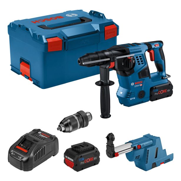 AKUMULATORSKO VRTALNO KLADIVO SDS-PLUS GBH 18V-28 CF + L-BOXX + NASTAVEK ZA ODSESAVANJE GDE 18V-16 AKUMULATORSKO VRTALNO KLADIVO SDS-PLUS GBH 18V-28 CF + L-BOXX + NASTAVEK ZA ODSESAVANJE GDE 18V-16