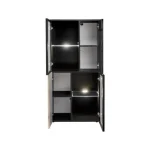 Dnevni regal KARAMELA je prefinjenega videza. Regal ima stenski panel z elegantnim videzom, v kombinaciji črnega marmorja ter lamel v hrast barvi. Tv omarica