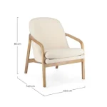 Fotelj ELAIDE bež, moderen in elegantno oblikovan fotelj z robustno konstrukcijo iz lesa rubberwood. Sedišče je iz borovega in vezanega lesa, kar zagotavlja