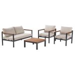 KAVČNA GARNITURA ORIS II ALU/EUC SOFA2P+2AC+MIZA D.GR/BEŽ BLAZINA