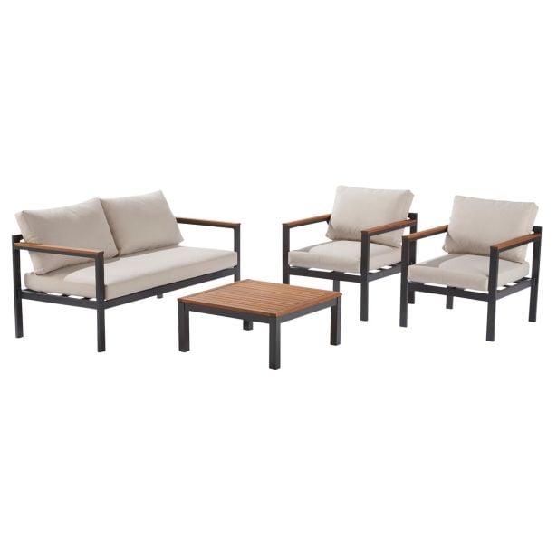 KAVČNA GARNITURA ORIS II ALU/EUC SOFA2P+2AC+MIZA D.GR/BEŽ BLAZINA KAVČNA GARNITURA ORIS II ALU/EUC SOFA2P+2AC+MIZA D.GR/BEŽ BLAZINA