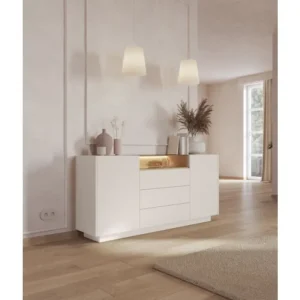 Komoda HAKO 176 je elegantna in sodobna. Izdelana je iz kakovostne laminirane iverne plošče debeline 16 mm, ki zagotavlja trpežnost in dolgo življenjsko