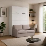 Komplet postelja v omari + kavč ROBIDA 140 x 200 bela mat, vam omogoča, da kateri koli prostor spremenite v popolno uporabno in estetsko privlačno spalnico