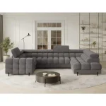 Kotna sedežna garnitura FIJONA je modernega dizajna. FIJONA je popolna rešitev za tiste, ki iščejo elegantno kotno sedežno garnituro s spalno funkcijo, ki