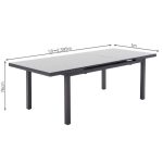 KOVINSKA MIZA SANIBEL ALU/STEKLO 180/240X100 TEMNO SIVA – alusteklo 180240x100