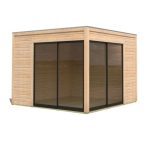 LESENA VRTNA HIŠKA KARIBU DICE 3 308X308X242 + DVOJNA DRSNA VRATA – hiska