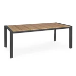 Miza ELIAS 198X100 antracit, miza ima stabilno ogrodje iz aluminija, prašno barvanega s poliestrskim premazom, ki zagotavlja odpornost na zunanje vplive.