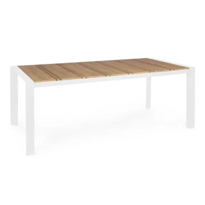 Miza ELIAS 198X100 bela Miza ELIAS 198X100 bela, miza ima stabilno ogrodje iz aluminija, prašno barvanega s poliestrskim premazom, ki zagotavlja odpornost na zunanje vplive. Mizna