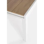 Miza ELIAS 200-300X95 bela, ima robustno ogrodje iz aluminija, prašno barvanega s poliestrskim premazom, ki zagotavlja odpornost na vremenske vplive. Plošča