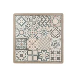 Miza KALIMERA 73X73 tiskana, izdelana iz prašno barvanega aluminija. Mizna plošča je obložena z porcelanastimi ploščicami. Podnjožje mize je iz jekla,
