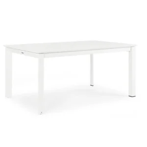 Vrtna miza KONNOR 160-240X100, v beli barvi. Je raztegljiva iz 160 cm na 240 cm. Okvir mize je iz aluminija, ki je prašno barvan. Barva: bela Material: