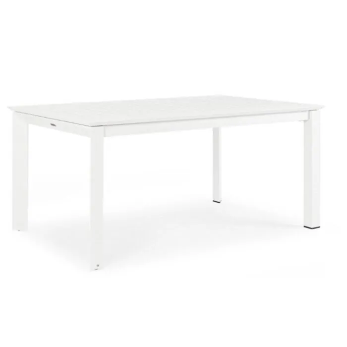 Miza KONNOR 160-240X100 bela Vrtna miza KONNOR 160-240X100, v beli barvi. Je raztegljiva iz 160 cm na 240 cm. Okvir mize je iz aluminija, ki je prašno barvan. Barva: bela Material: