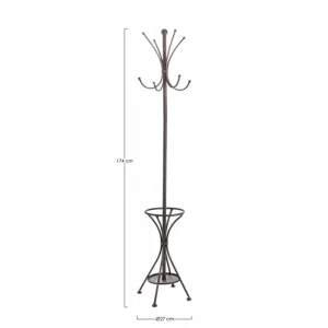 Obešalnik CHARLOTTE rjava je narejen iz kovine v rjavi barvi. Material: - Kovina Barva: - Rjava Dimenzije: širina: 27 cm globina: 27 cm višina: 174 cm