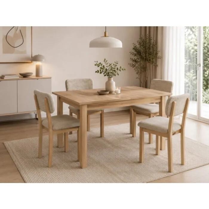 Raztegljiva jedilna miza RIMINI sonoma Raztegljiva jedilna miza RIMINI sonoma je elegantna in funkcionalna. Narejena je iz kakovostne laminirane plošče. Zaradi svoje oblike in visokokakovostnih