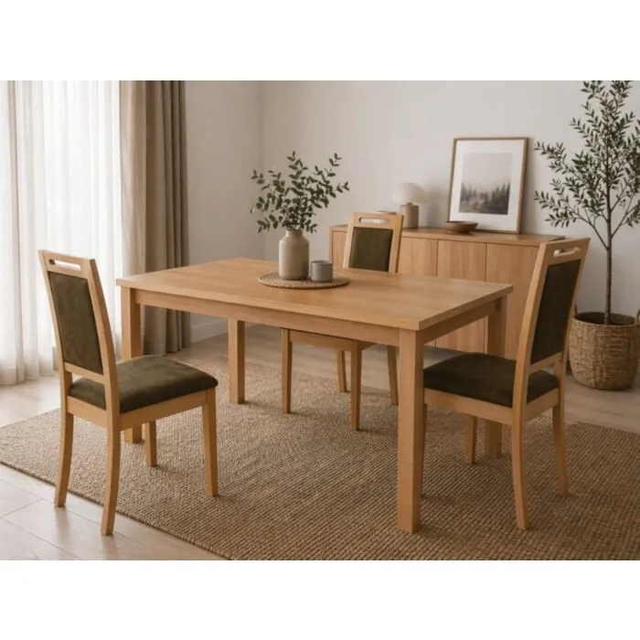 Raztegljiva jedilna miza RIMINI Raztegljiva jedilna miza RIMINI je elegantna in funkcionalna. Narejena je iz kakovostne laminirane plošče. Zaradi svoje oblike in visokokakovostnih