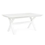 Raztegljiva miza KENYON 180-240X100 bela, izdelana iz prašno barvanega aluminija s poliestrsko zaščito, kar zagotavlja odlično odpornost na zunanje vplive.