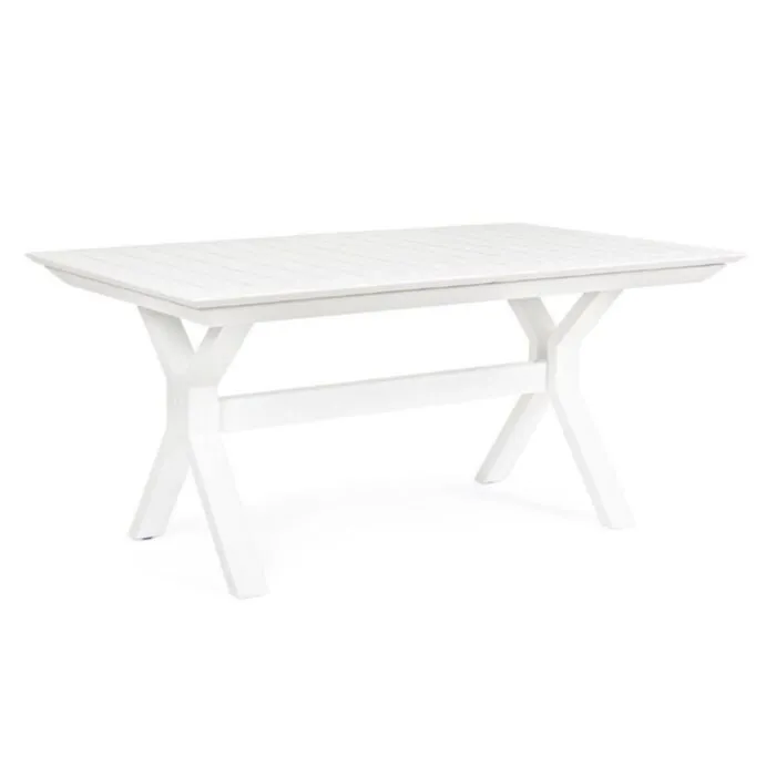 Raztegljiva miza KENYON 180-240X100 bela Raztegljiva miza KENYON 180-240X100 bela, izdelana iz prašno barvanega aluminija s poliestrsko zaščito, kar zagotavlja odlično odpornost na zunanje vplive.