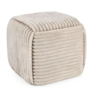 Tabure CUBE taupe je izdelan iz MDF-ja, ki tabureju zagotavlja stabilnost. Prevleka je iz poliestra z izgledom žameta. Pleteni detajli tabureju dodajo poseben
