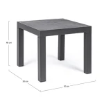 Vrtna mizica KLEDI 50x50 antracit, je eleganten in kakovosten kos pohištva. Okvir je narejen iz aluminija (poliester) ter zgornja plošča je narejena iz