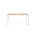 Vrtna miza HILIJA 160-240X90 bela, je aluminijasta, s prašno barvanim ogrodjem in ploščo iz aluminijastih letvic v imitaciji lesa. Opremljena je z