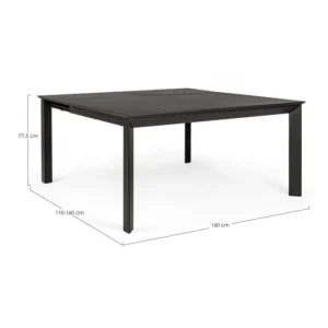 Vrtna miza KONNOR 160X110/160, v antracit barvi. Se raztegne po širini iz 110 cm na 160 cm. Okvir mize je iz aluminija, ki je prašno barvan. Barva: antracit