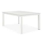 Vrtna miza KONNOR 160X110/160, v beli barvi. Se raztegne po širini iz 110 cm na 160 cm. Okvir mize je iz aluminija, ki je prašno barvan. Barva: bela