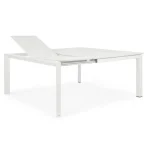 Vrtna miza KONNOR 160X110/160, v beli barvi. Se raztegne po širini iz 110 cm na 160 cm. Okvir mize je iz aluminija, ki je prašno barvan. Barva: bela