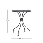 Vrtna mizica LIZETTE D60 antracit je narejena iz jekla z mat zaključkom. Material: - Jeklo Barve: - Antracit Dimenzije: FI: 60 cm višina: 71 cm