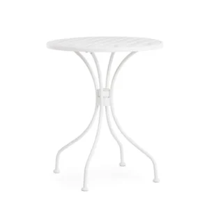 Vrtna mizica LIZETTE D60 bela je narejena iz jekla z mat zaključkom. Material: - Jeklo Barva: - Bela Dimenzije: FI: 60 cm višina: 71 cm Stoli niso vključeni