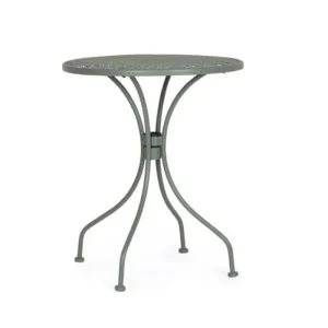 Vrtna mizica LIZETTE D60 temno olivna je narejena iz jekla z mat zaključkom. Material: - Jeklo Barva: - Temno olivna Dimenzije: FI: Ø60 cm višina: 71 cm