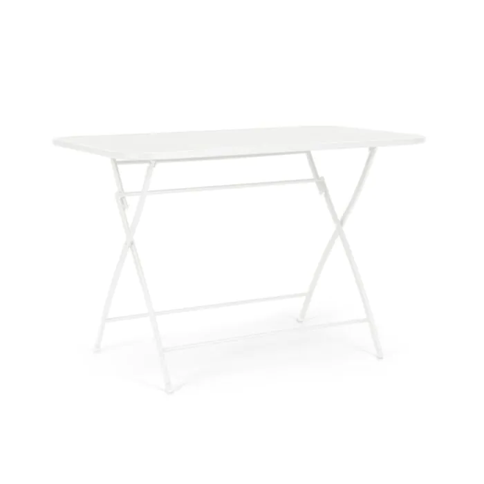 Zložljiva vrtna miza YVONNE 110X70 bela Zložljiva vrtna miza YVONNE 110X70 bela, je izdelana iz jekla posebej obdelanega za zunanjo uporabo, ter dodatno prašno barvanega s poliestrskim premazom.