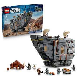 LEGO&reg; Vojna zvezd – Netatooinski jawanski Sandcrawler in Mudhorn (75453) S to sestavljivo igračo za otroke se pridruži Mandalorcu in Kuiilu pri pogajanjih in spopadih z Jawami. Vključuje izjemno podrobno upodobitev kultnega sandcrawlerja v isti barvni kombinaciji