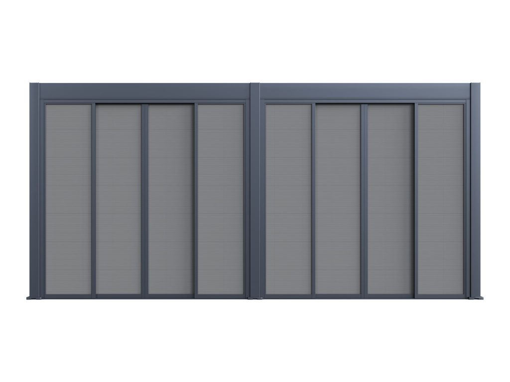 Pergola Antares z zaprto tekstilno drsno steno
