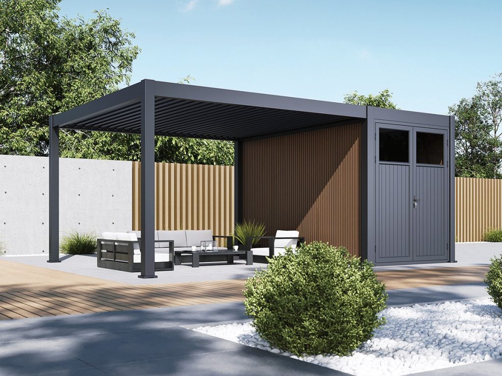 Pergola Antares z vrtno uto 4 x 2 m ob stranici