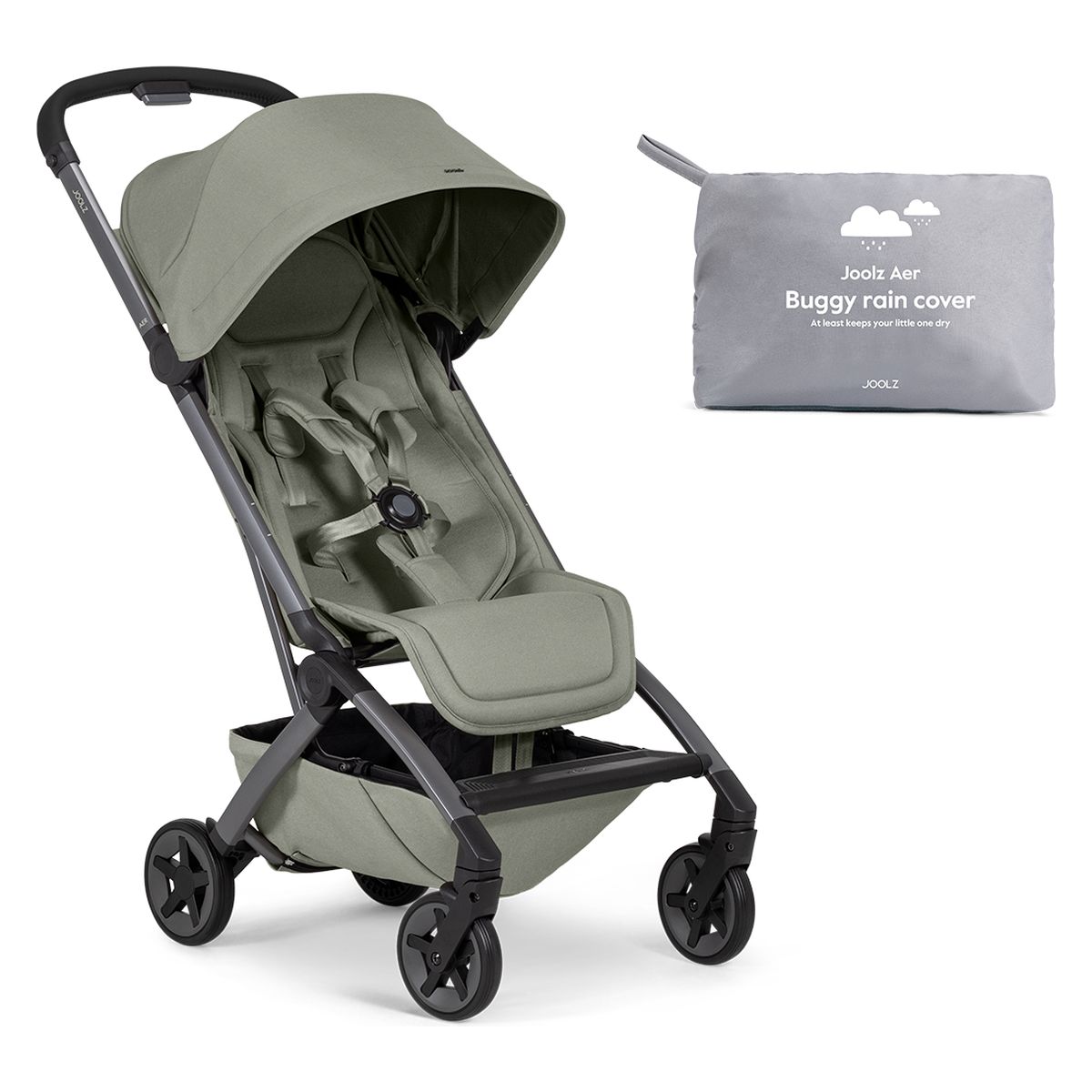 Joolz športni voziček + dežno pregrinjalo Aer2 sage green Joolz športni voziček Aer2 stone grey + dežno pregrinjalo