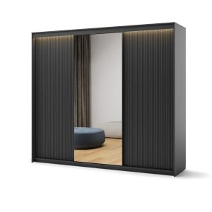 Garderobna omara TERA BLACK z osvetlitvijo 250