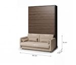 Komplet postelja v omari METULJ oreh 140 x 200 + kavč bež + vzglavje + 2x bralna lučka z USB