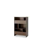 Komplet vodoravne postelje v omari 120 x 200 temen hrast + LED lučka z USB + regal