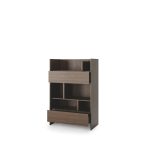 Komplet vodoravne postelje v omari 120 x 200 temen hrast + LED lučka z USB + regal