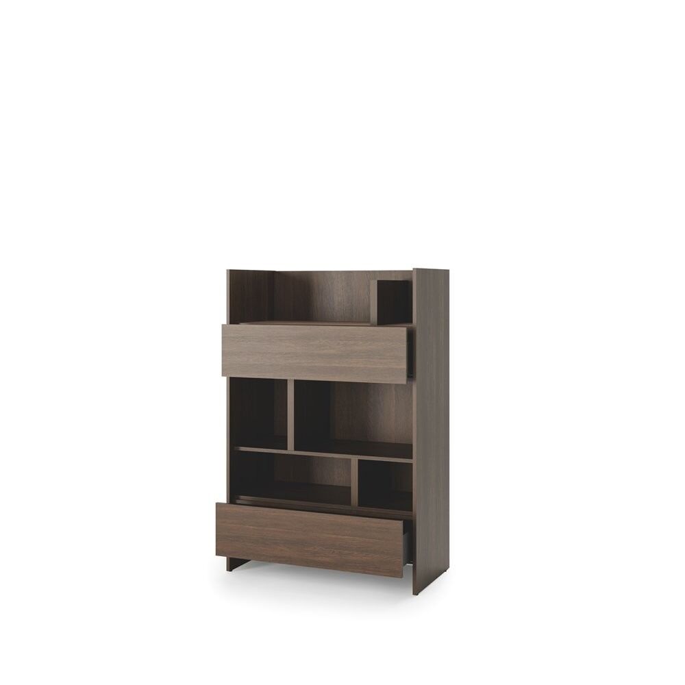 Komplet vodoravne postelje v omari 120 x 200 temen hrast + LED lučka z USB + regal