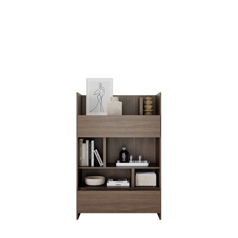 Komplet vodoravne postelje v omari 120 x 200 temen hrast + LED lučka z USB + regal